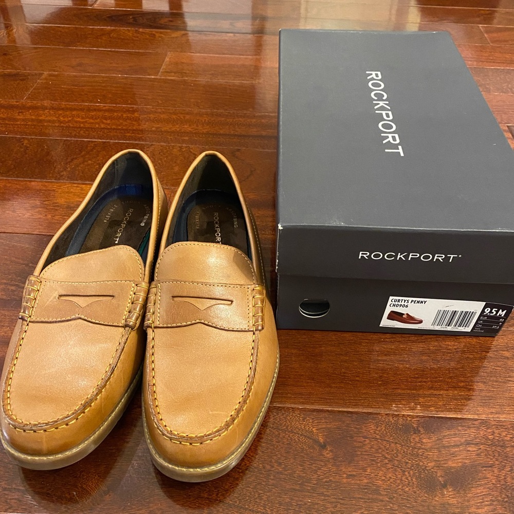Rockport Curtys Men's Penny Loafers, Cognac, Size 9.5M, NWT